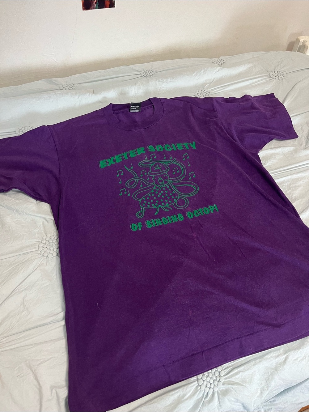 Screen Stars Purple Tee with Green Graphic - Exeter Society